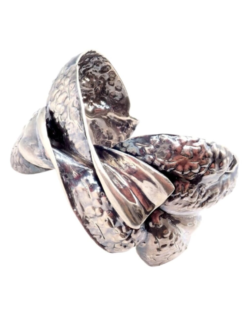 Rare! Vintage Mario Buccellati Silver Magnolia Leaf Branch Cuff Bracelet